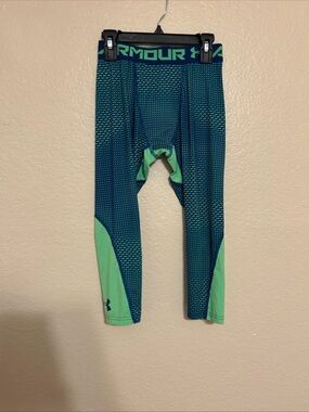 UNDER ARMOUR Blue Fitted 3/4 Leggings Boys YMD HeatGear Baselayer